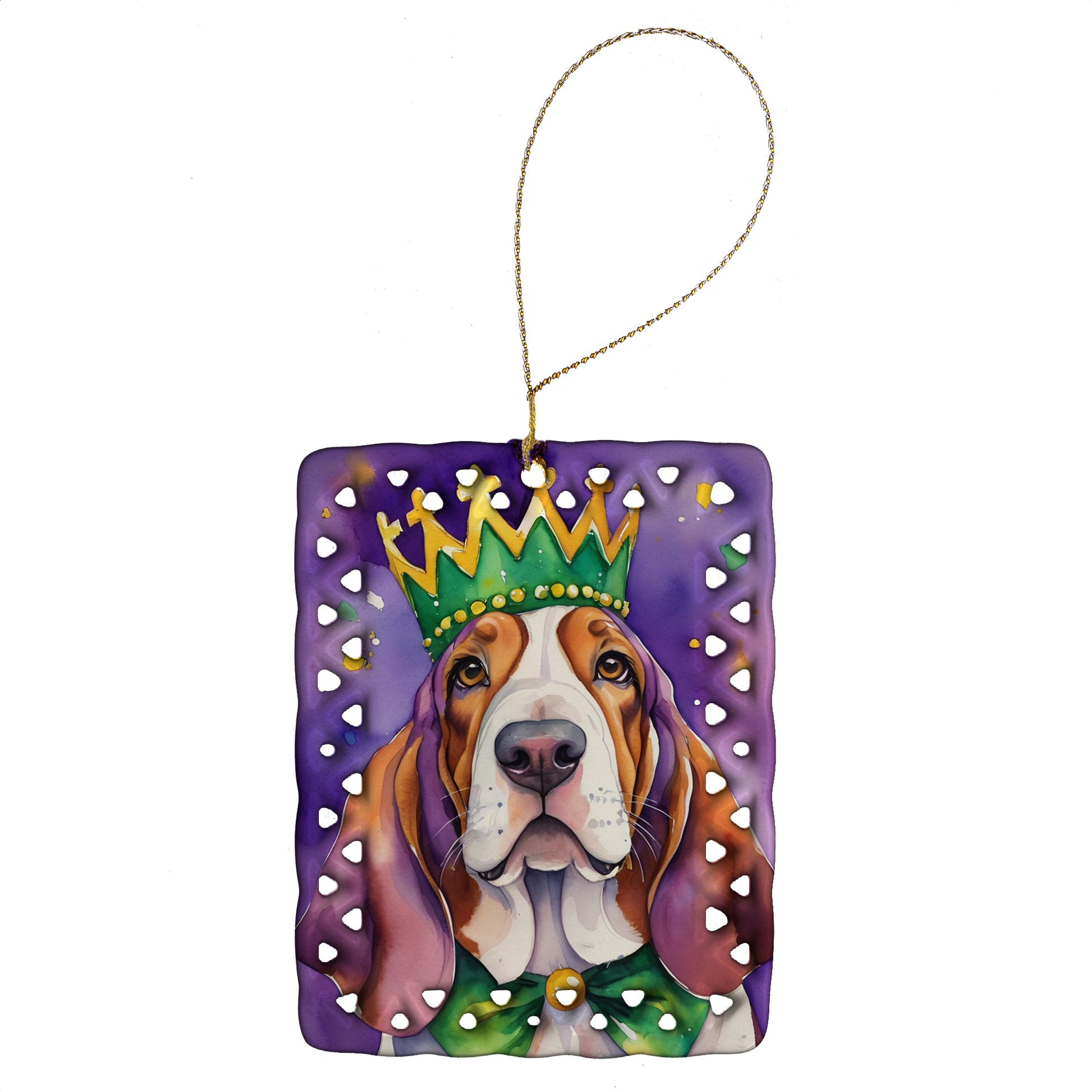 Buy this Basset Hound King of Mardi Gras Porcelain Ornament