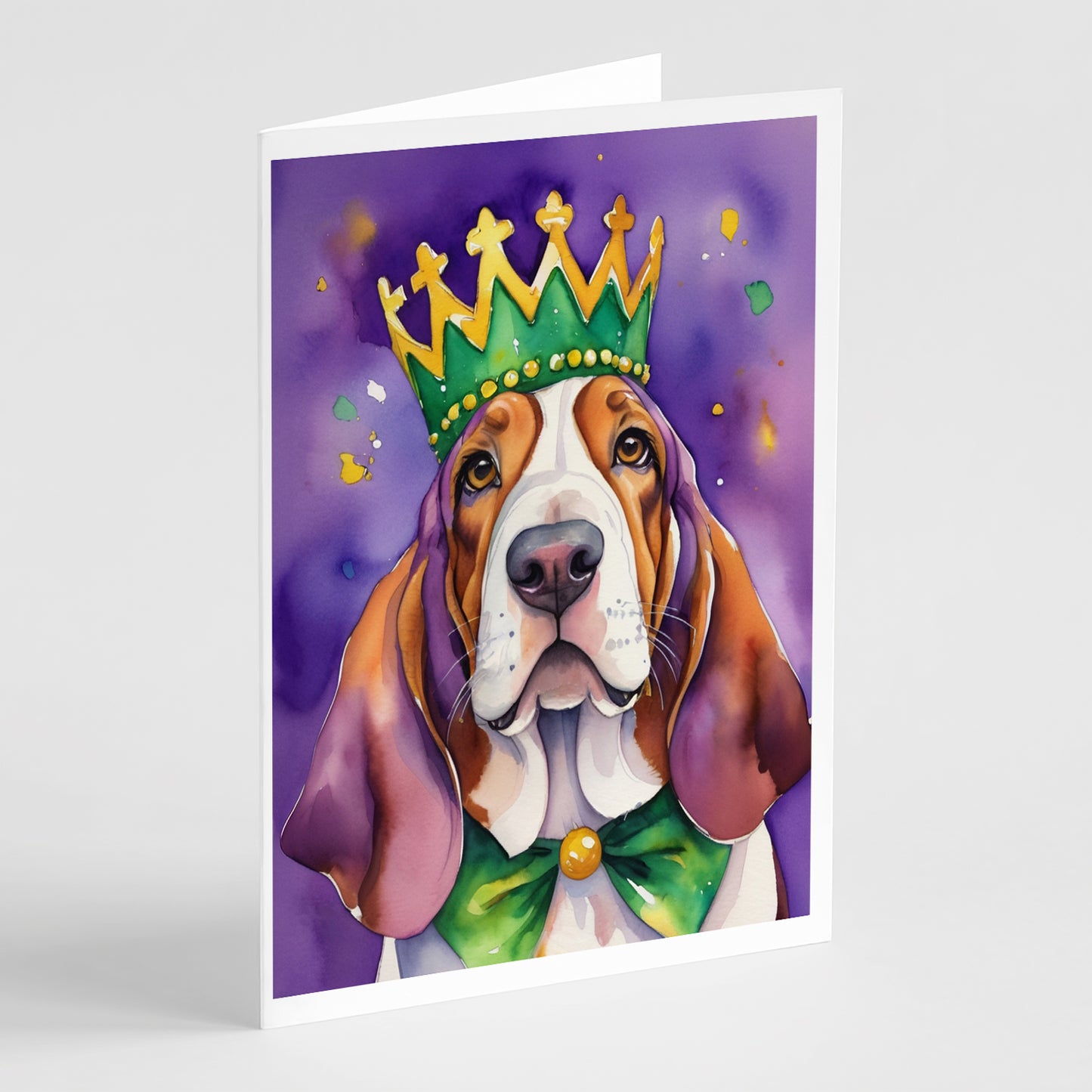 Buy this Basset Hound King of Mardi Gras Greeting Cards Pack of 8