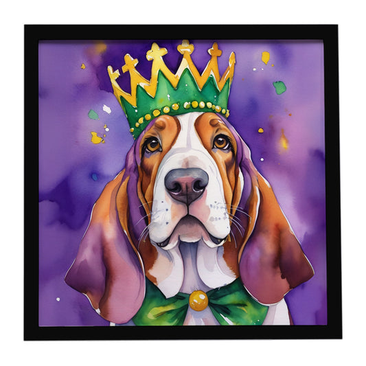 Buy this Basset Hound King of Mardi Gras Framed Metal Print