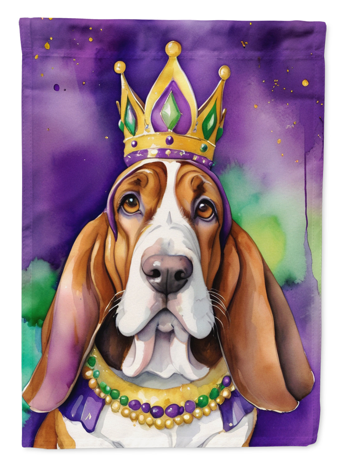 Buy this Basset Hound King of Mardi Gras Garden Flag