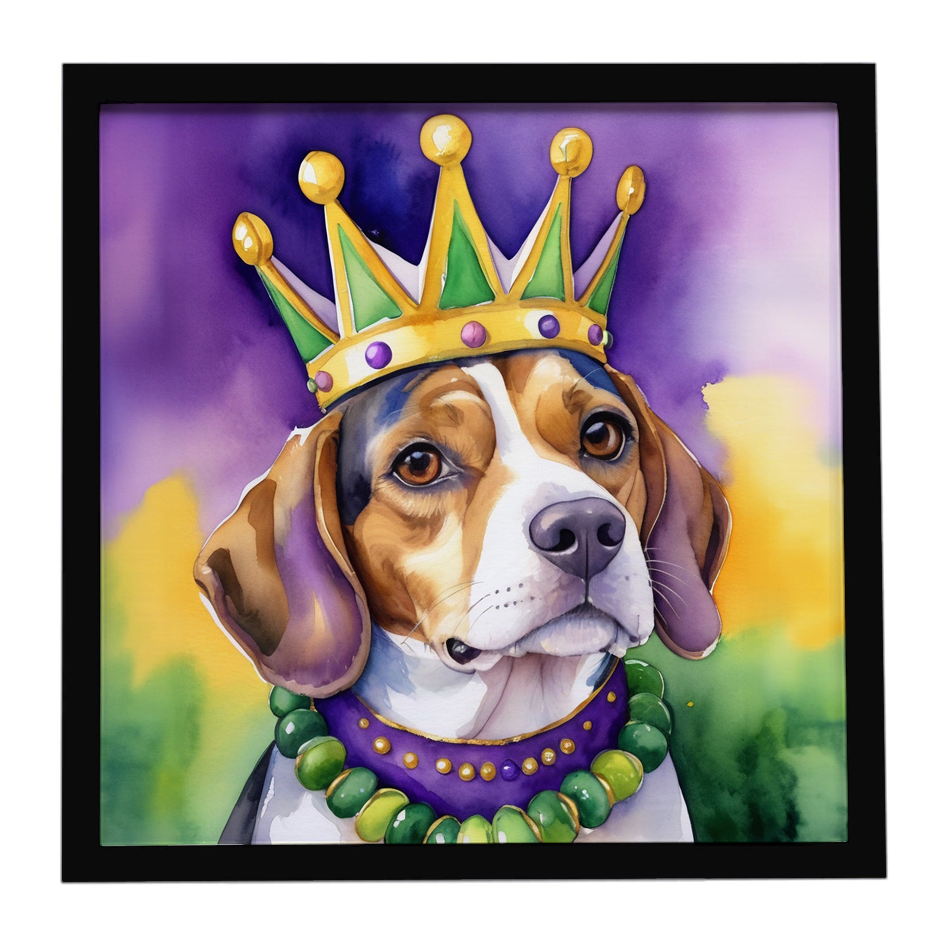 Buy this Beagle King of Mardi Gras Framed Metal Print