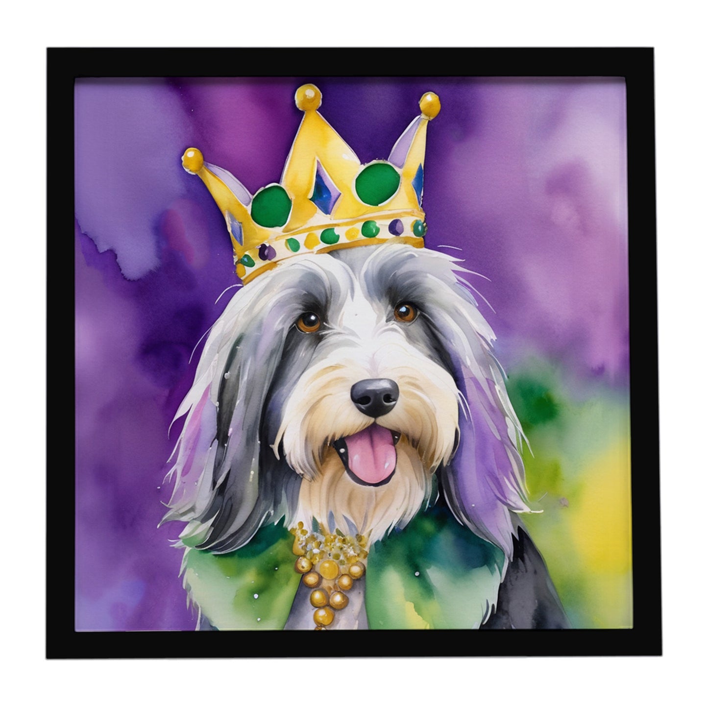 Buy this Bearded Collie King of Mardi Gras Framed Metal Print