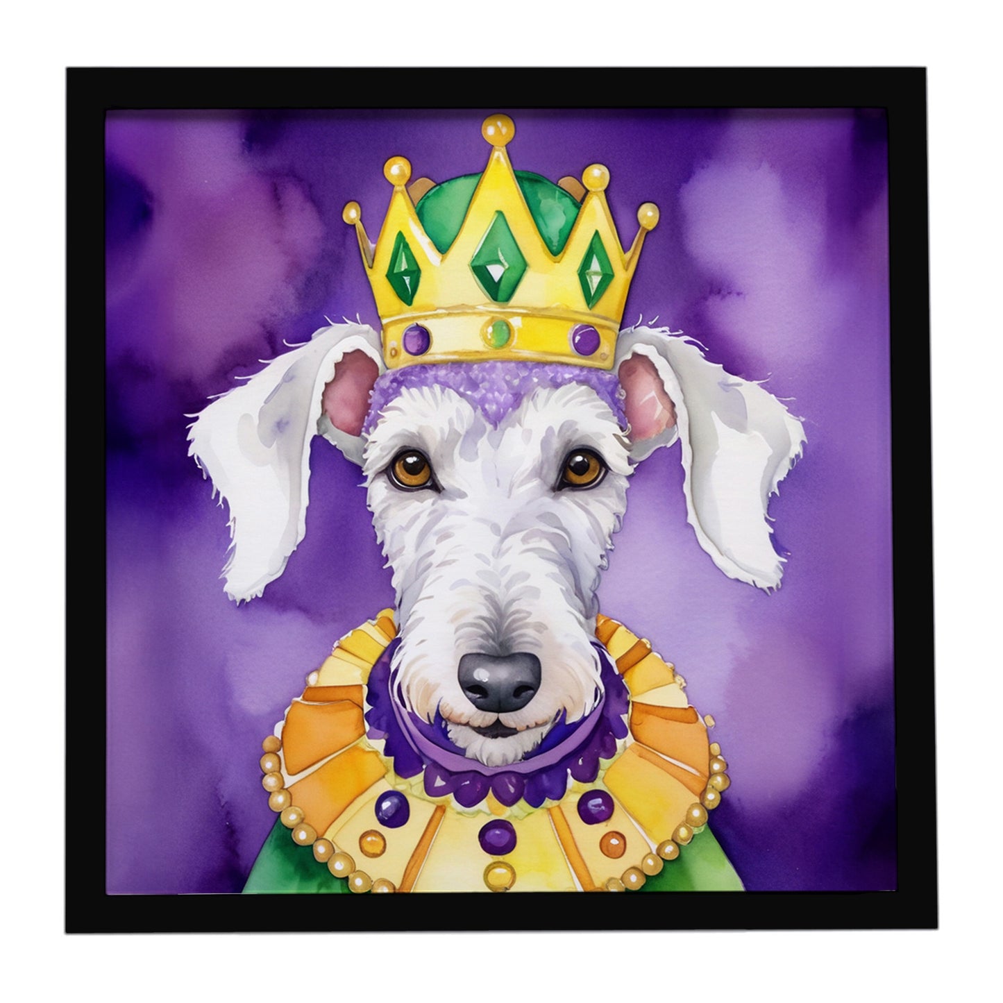 Buy this Bedlington Terrier King of Mardi Gras Framed Metal Print