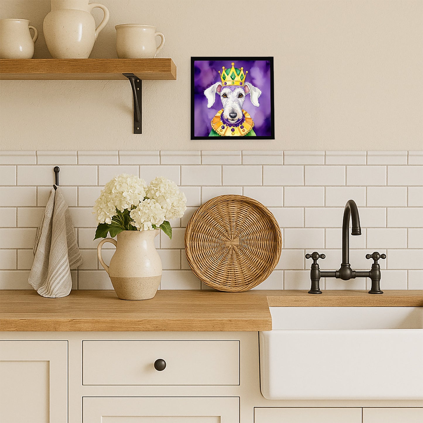 Bedlington Terrier King of Mardi Gras Framed Metal Print