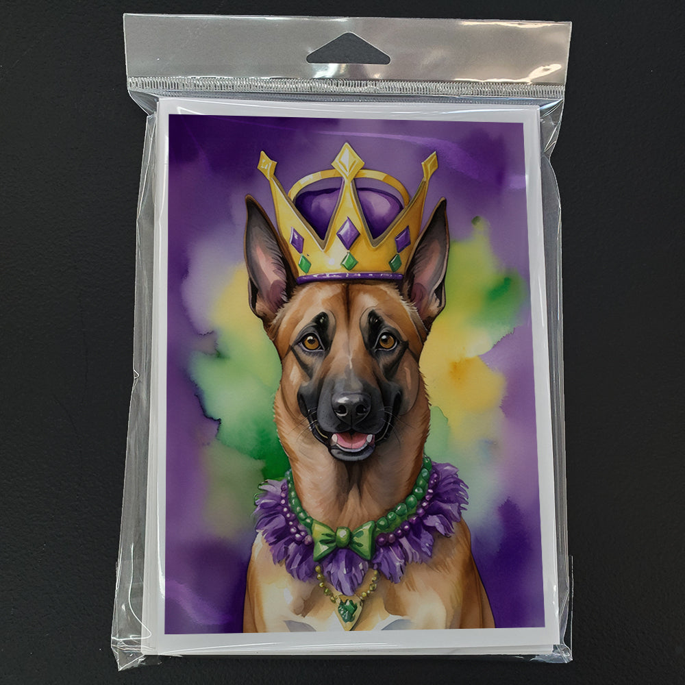 Belgian Malinois King of Mardi Gras Greeting Cards Pack of 8