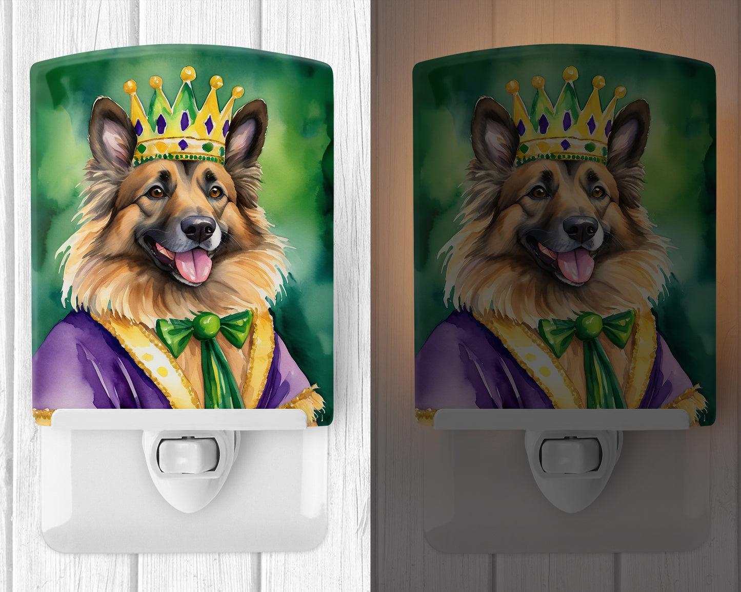 Belgian Tervuren King of Mardi Gras Ceramic Night Light