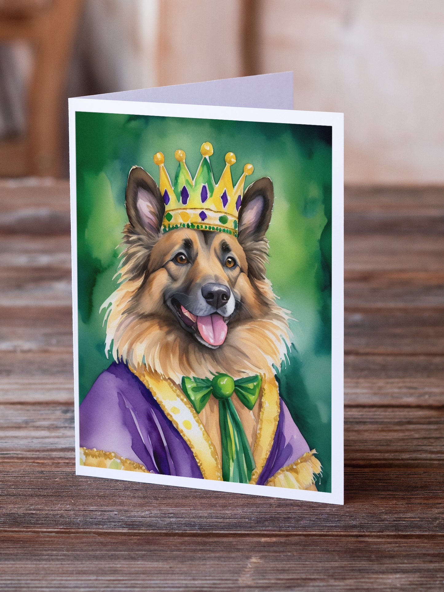 Belgian Tervuren King of Mardi Gras Greeting Cards Pack of 8