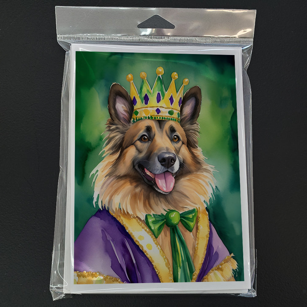 Belgian Tervuren King of Mardi Gras Greeting Cards Pack of 8