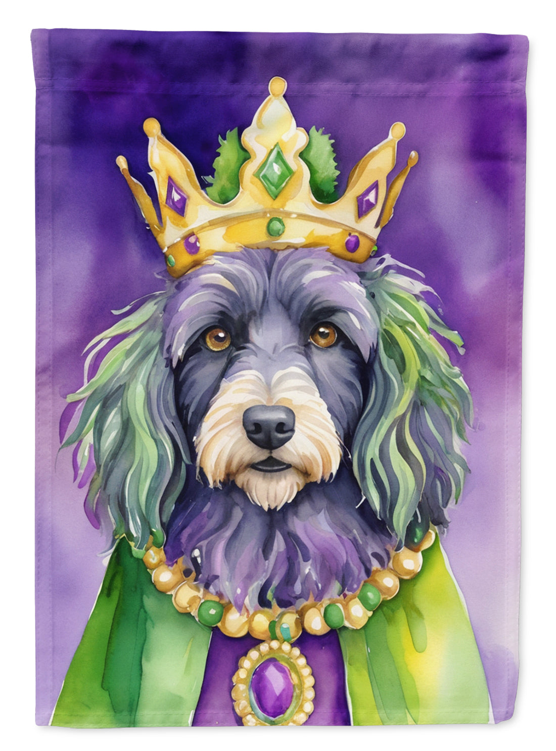 Buy this Bergamasco Sheepdog King of Mardi Gras House Flag