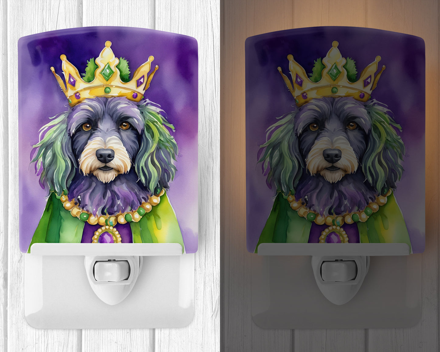 Bergamasco Sheepdog King of Mardi Gras Ceramic Night Light