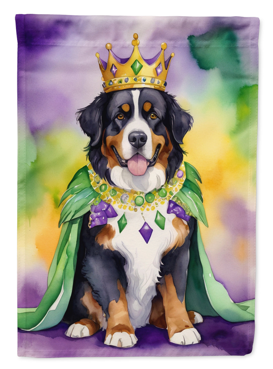 Buy this Bernese Mountain Dog King of Mardi Gras Garden Flag