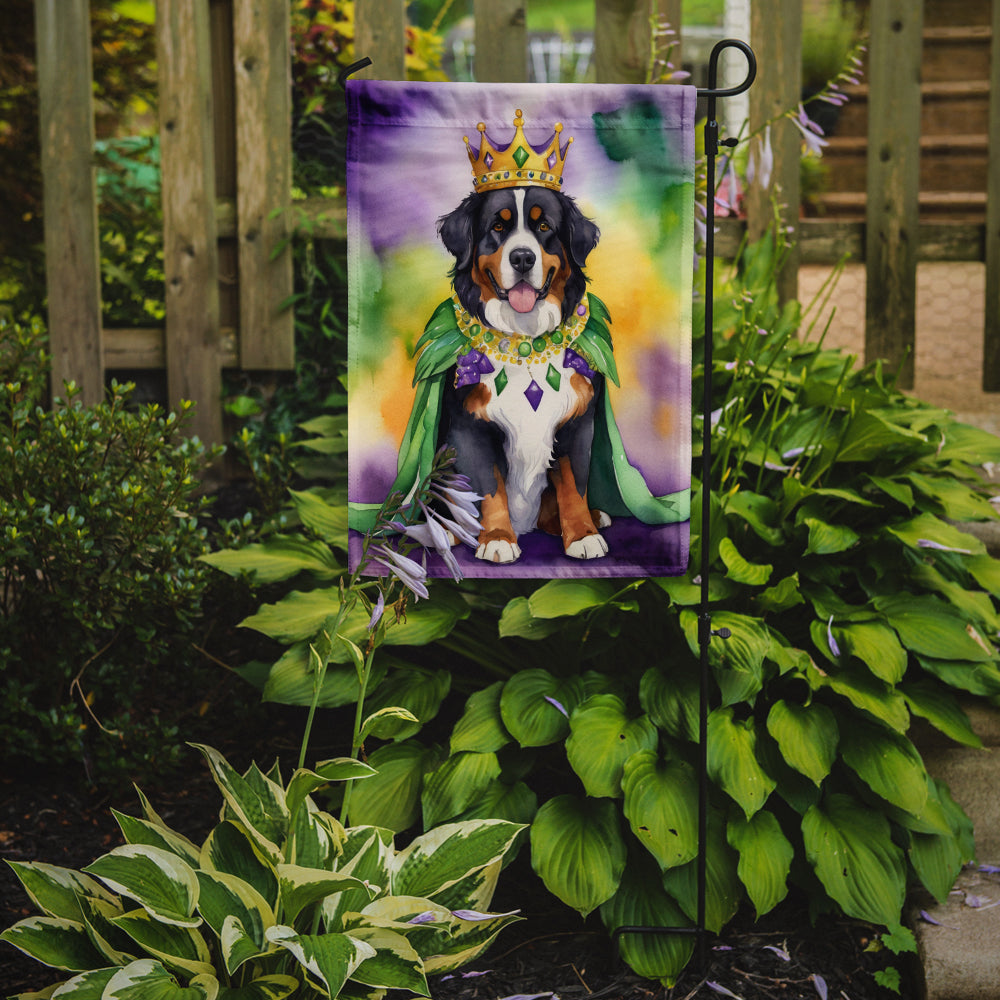 Bernese Mountain Dog King of Mardi Gras Garden Flag