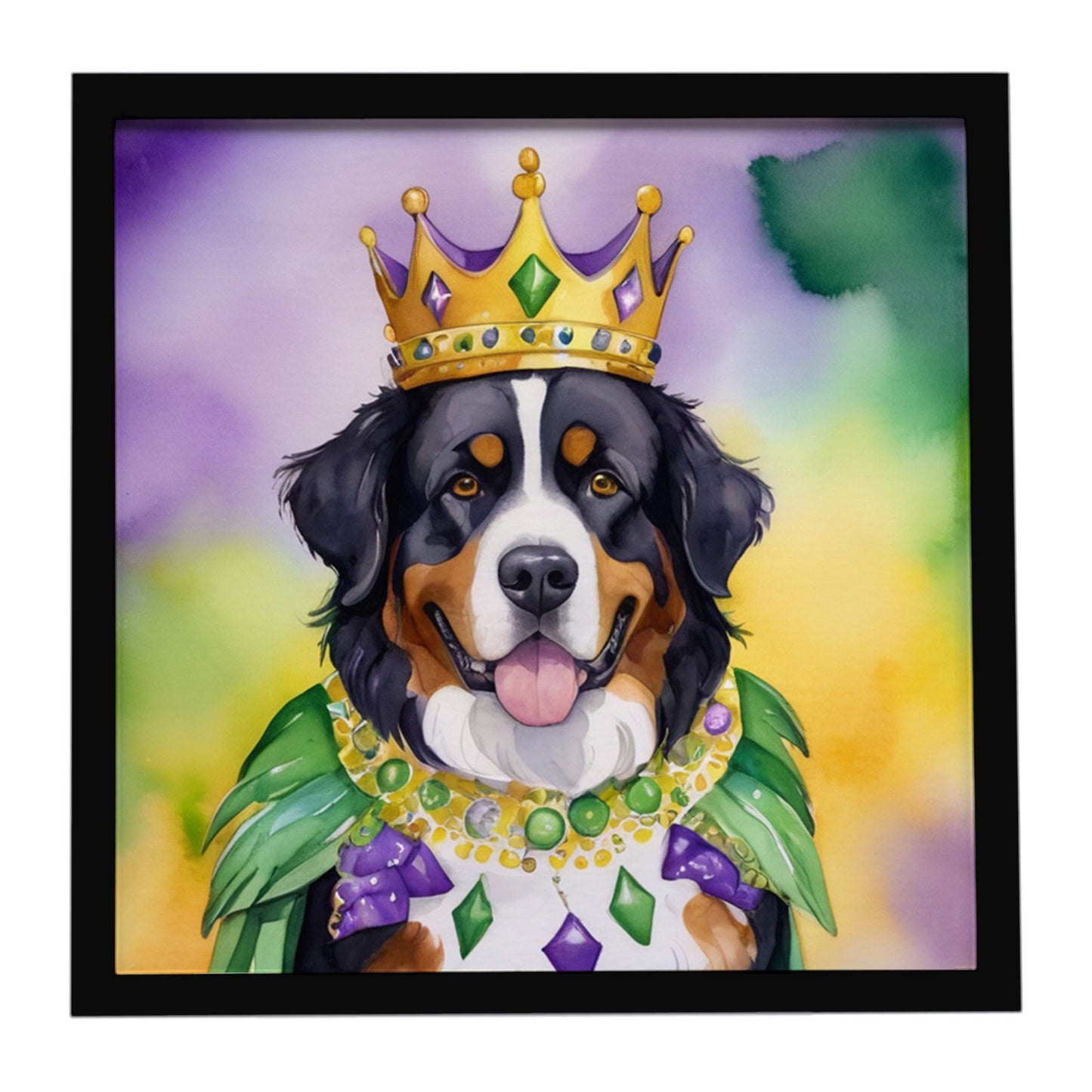 Buy this Bernese Mountain Dog King of Mardi Gras Framed Metal Print
