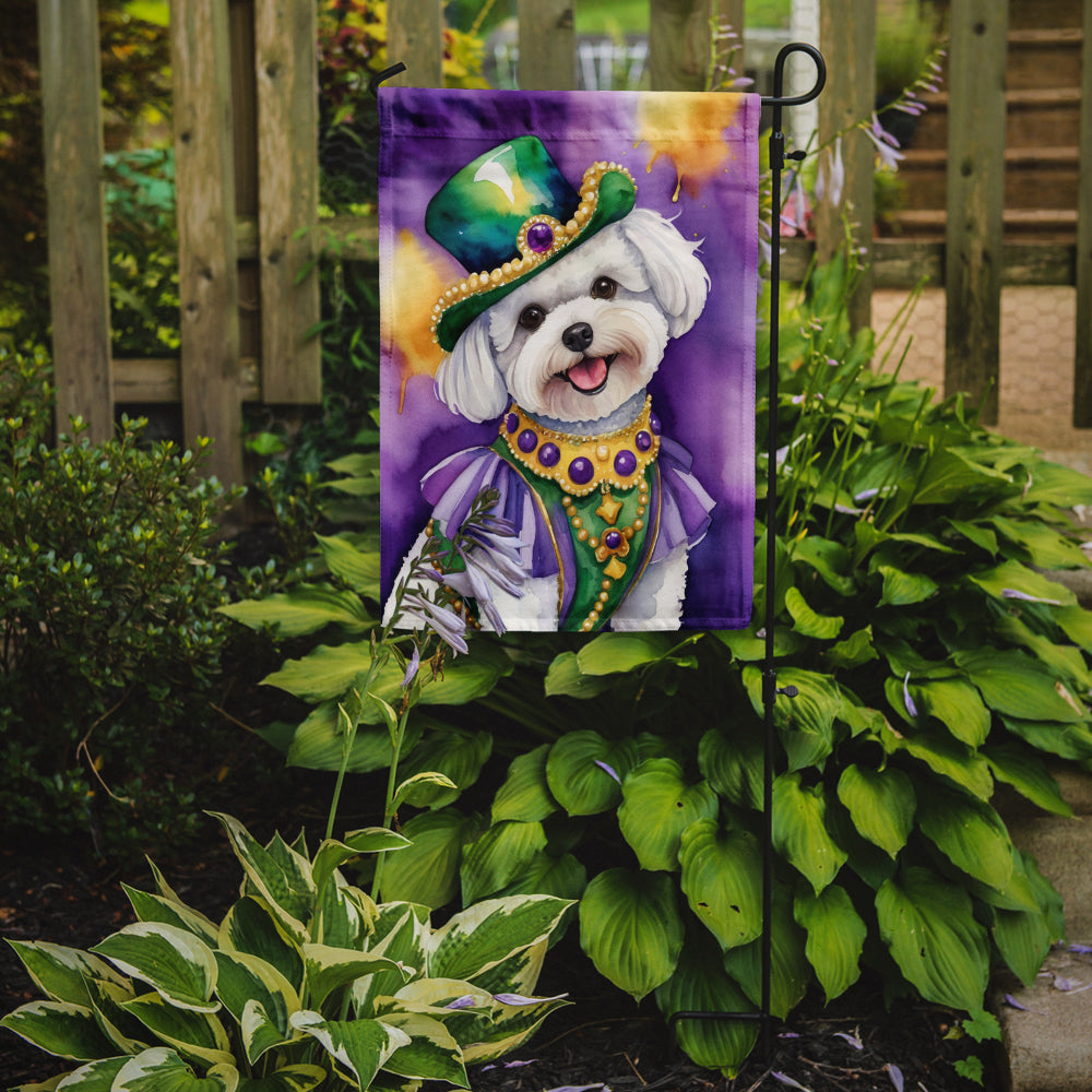 Bichon Frise King of Mardi Gras Garden Flag