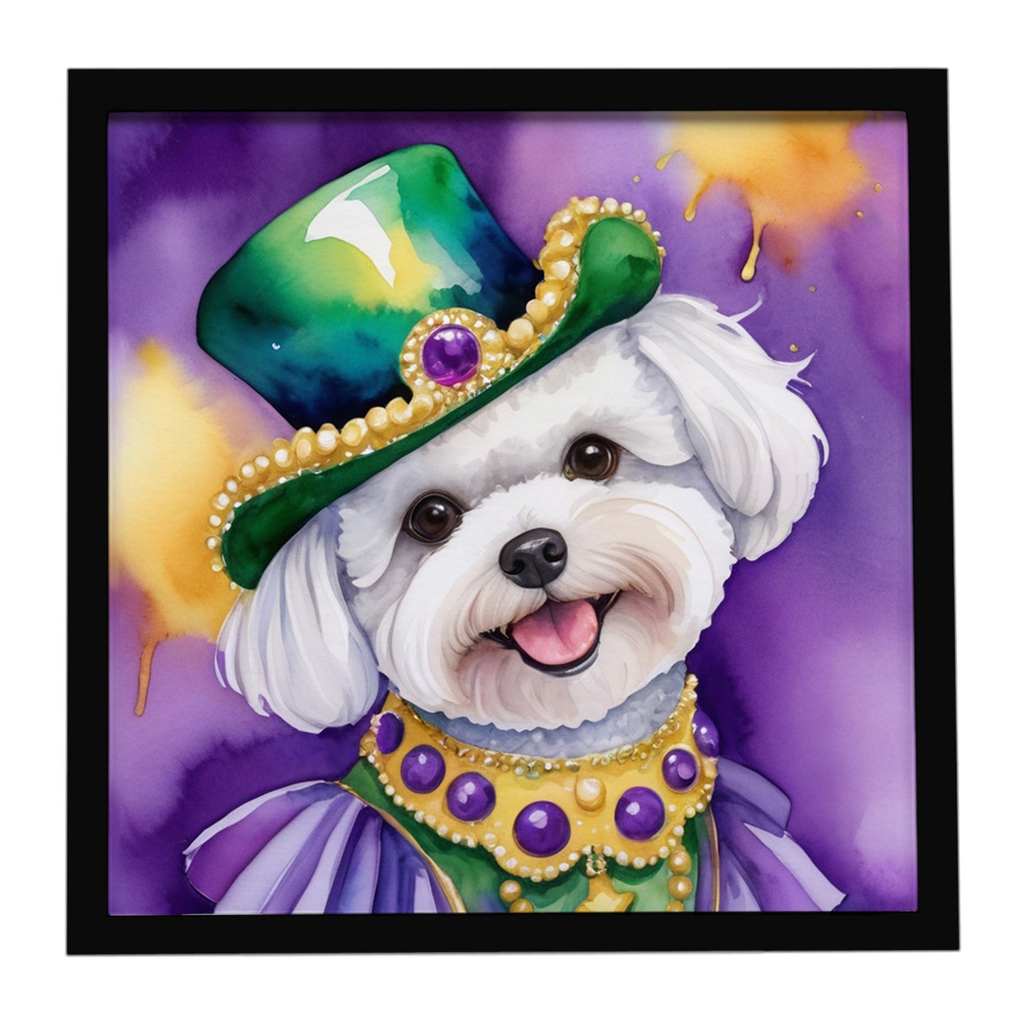 Buy this Bichon Frise King of Mardi Gras Framed Metal Print