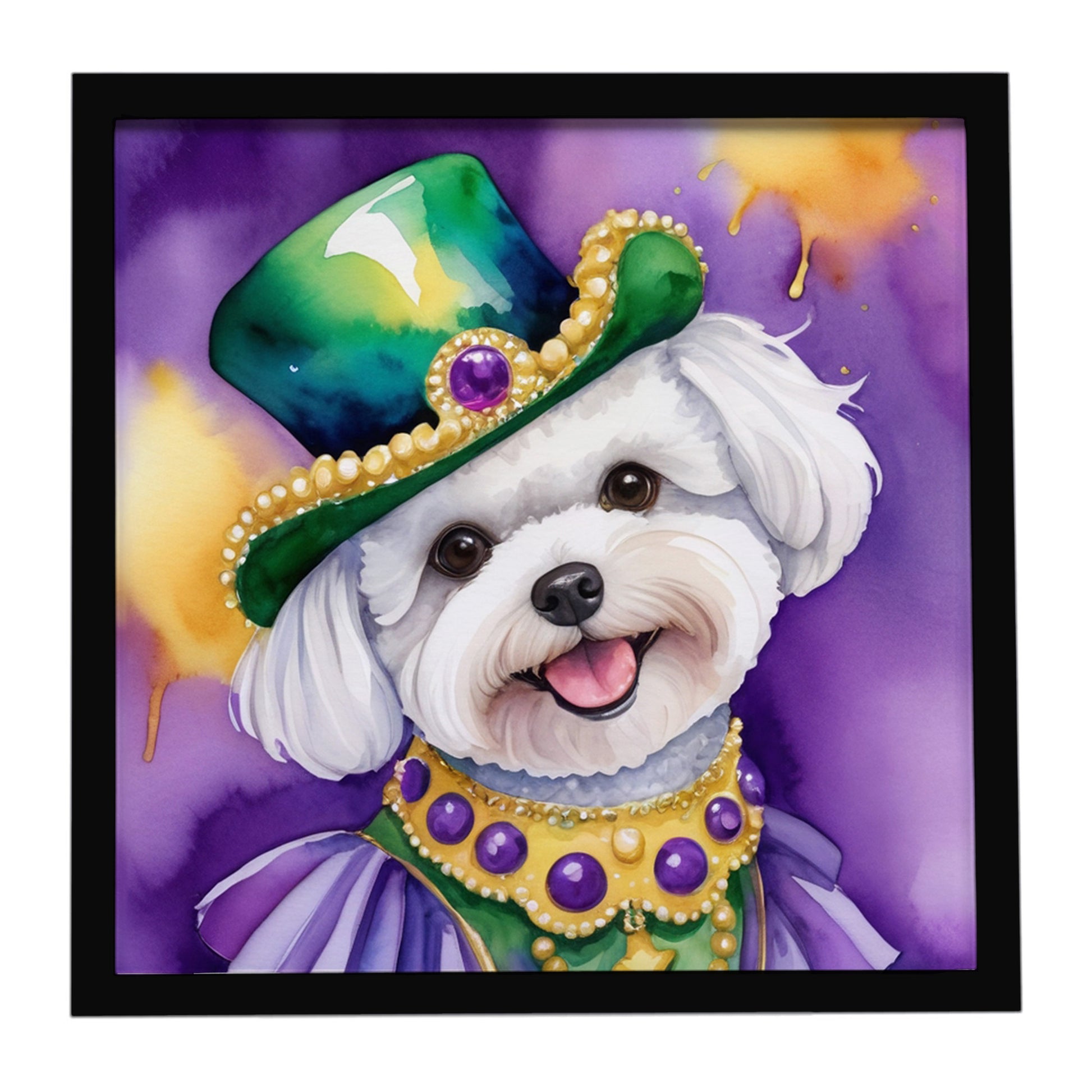 Buy this Bichon Frise King of Mardi Gras Framed Metal Print