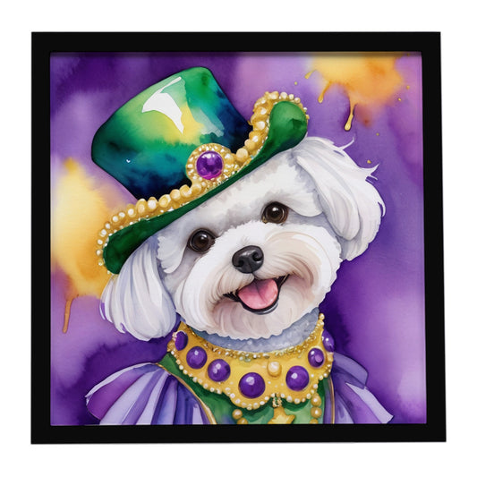 Buy this Bichon Frise King of Mardi Gras Framed Metal Print
