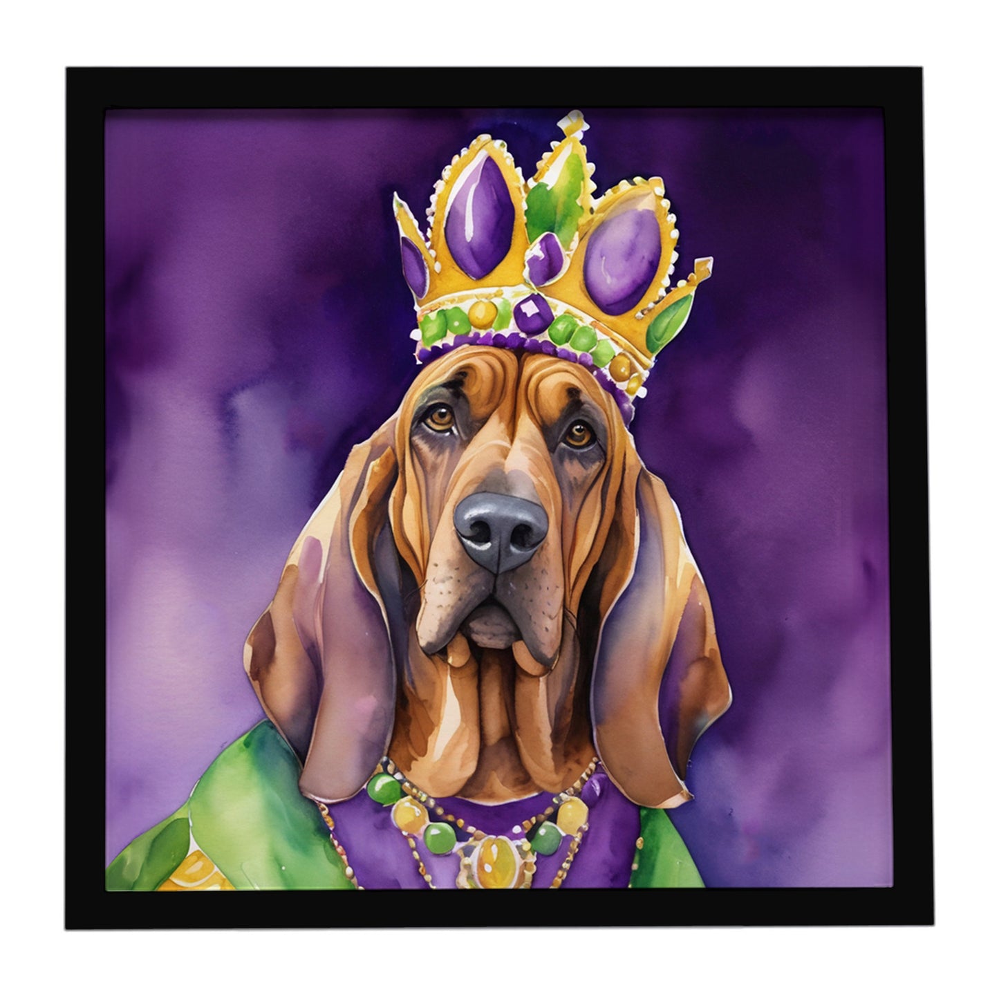 Buy this Bloodhound King of Mardi Gras Framed Metal Print