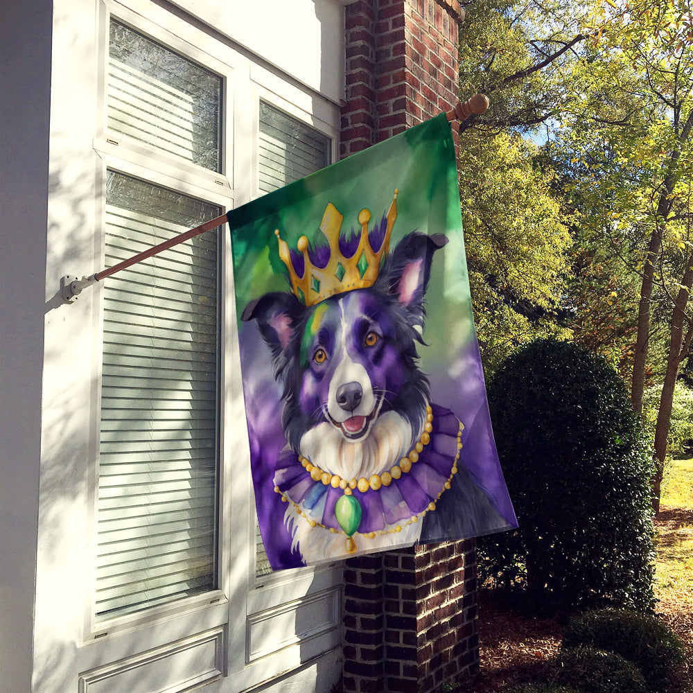 Border Collie King of Mardi Gras House Flag