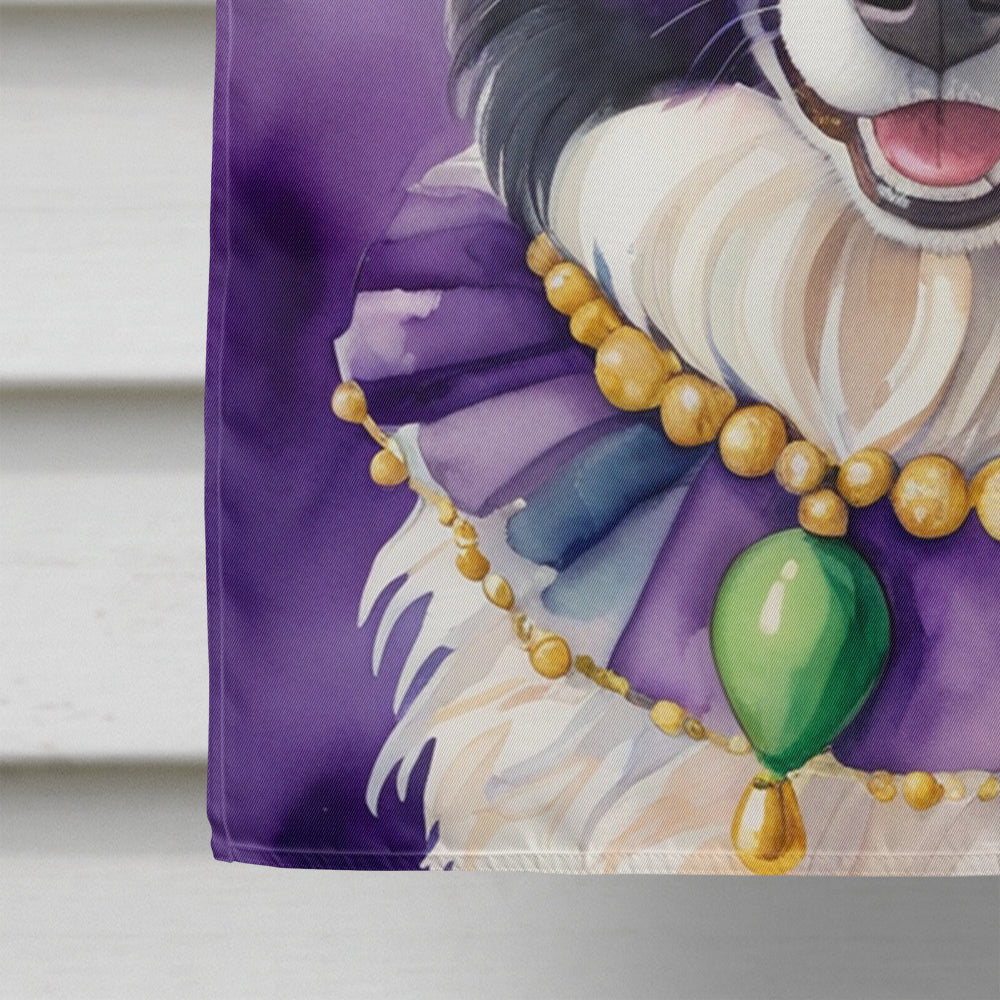 Border Collie King of Mardi Gras House Flag