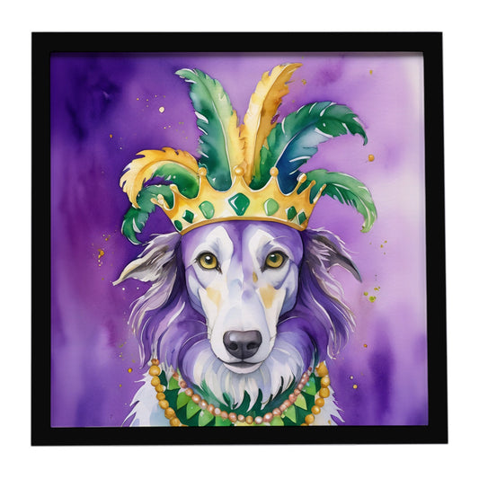 Buy this Borzoi King of Mardi Gras Framed Metal Print