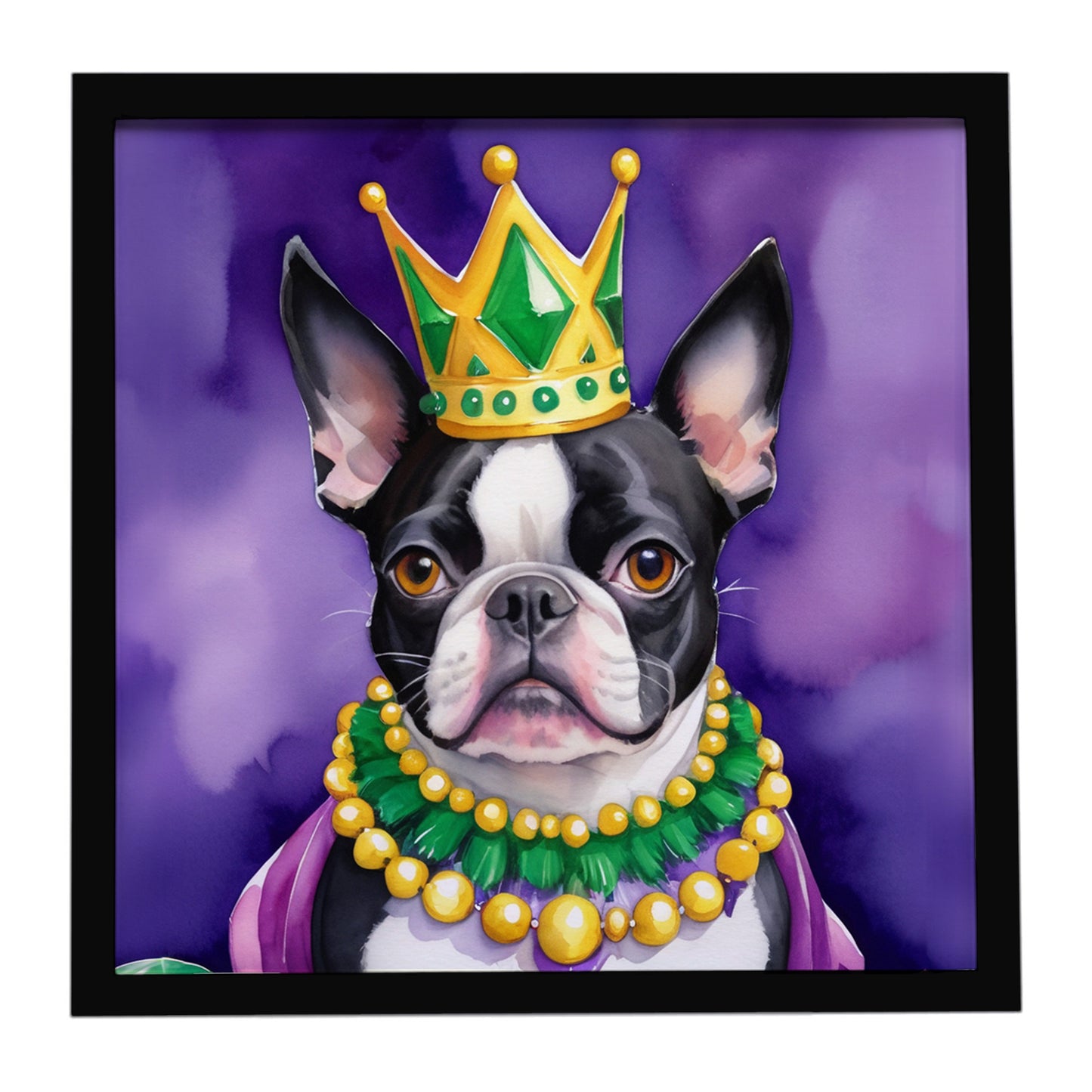 Buy this Boston Terrier King of Mardi Gras Framed Metal Print