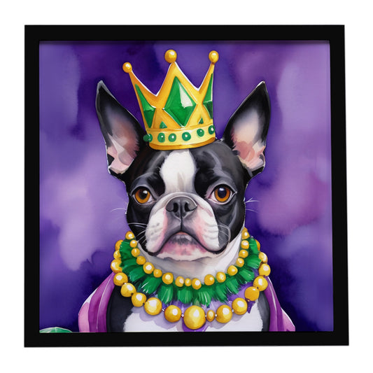 Buy this Boston Terrier King of Mardi Gras Framed Metal Print