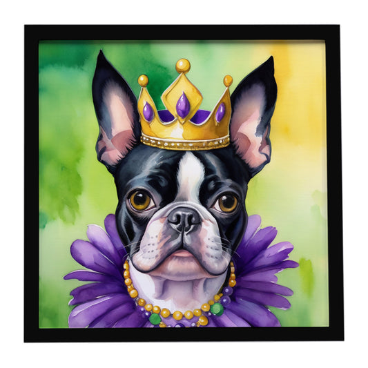 Buy this Boston Terrier King of Mardi Gras Framed Metal Print