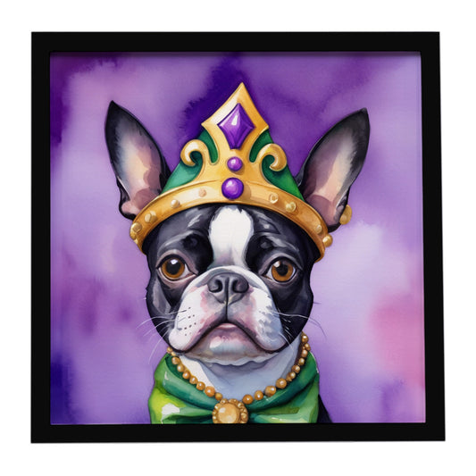 Buy this Boston Terrier King of Mardi Gras Framed Metal Print