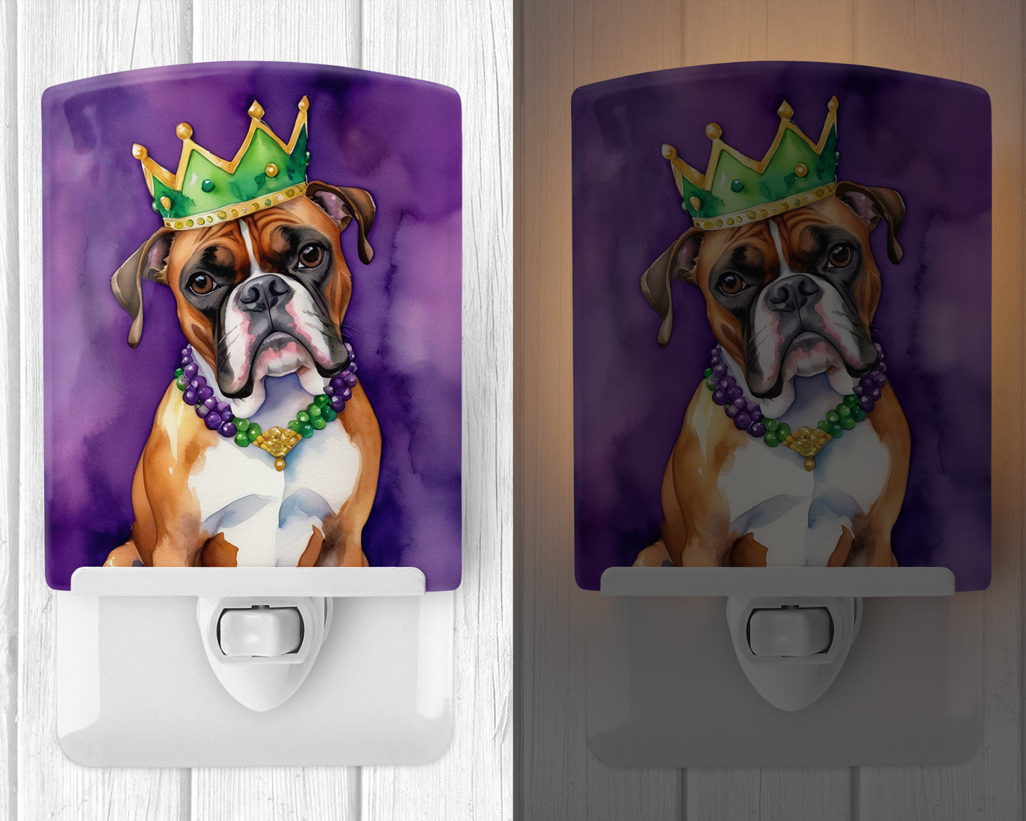 Boxer King of Mardi Gras Ceramic Night Light