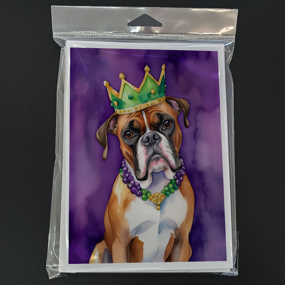 Boxer King of Mardi Gras Greeting Cards Pack of 8