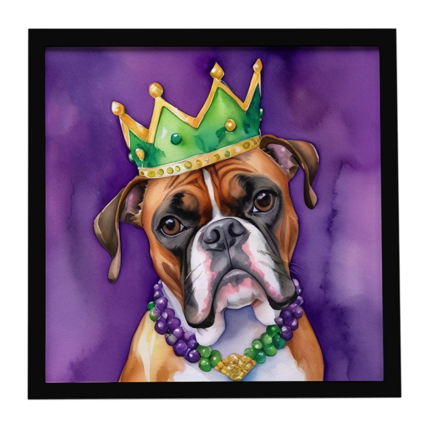 Buy this Boxer King of Mardi Gras Framed Metal Print