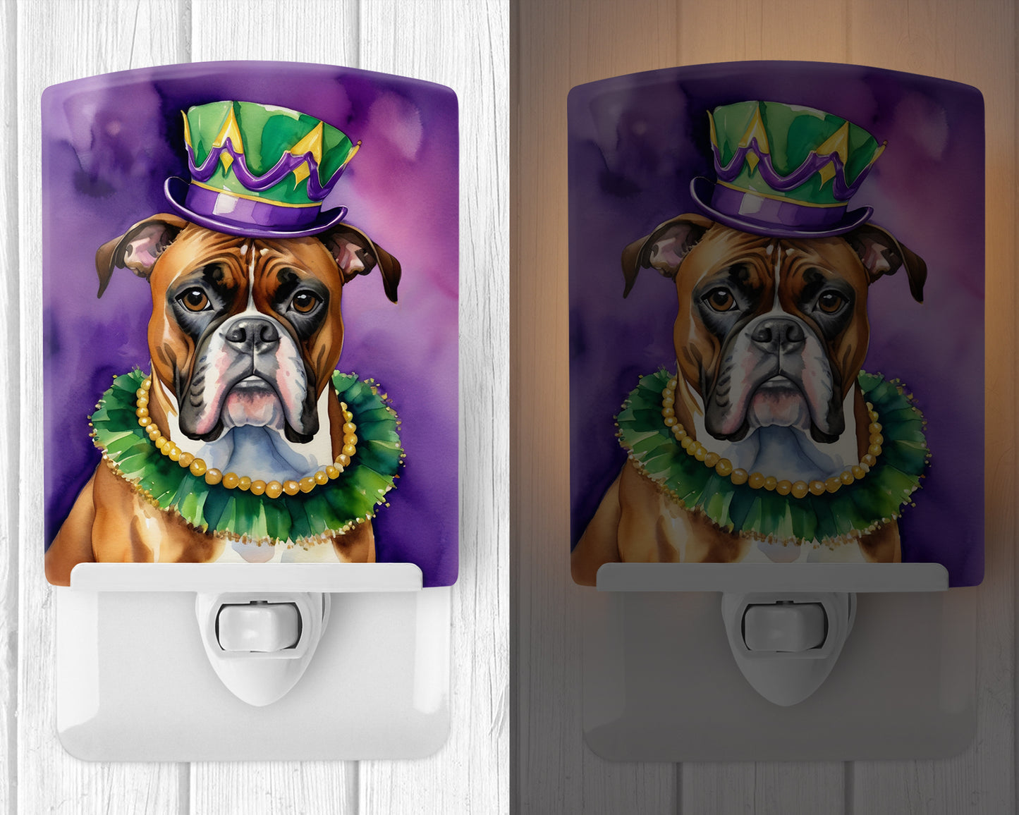 Boxer King of Mardi Gras Ceramic Night Light