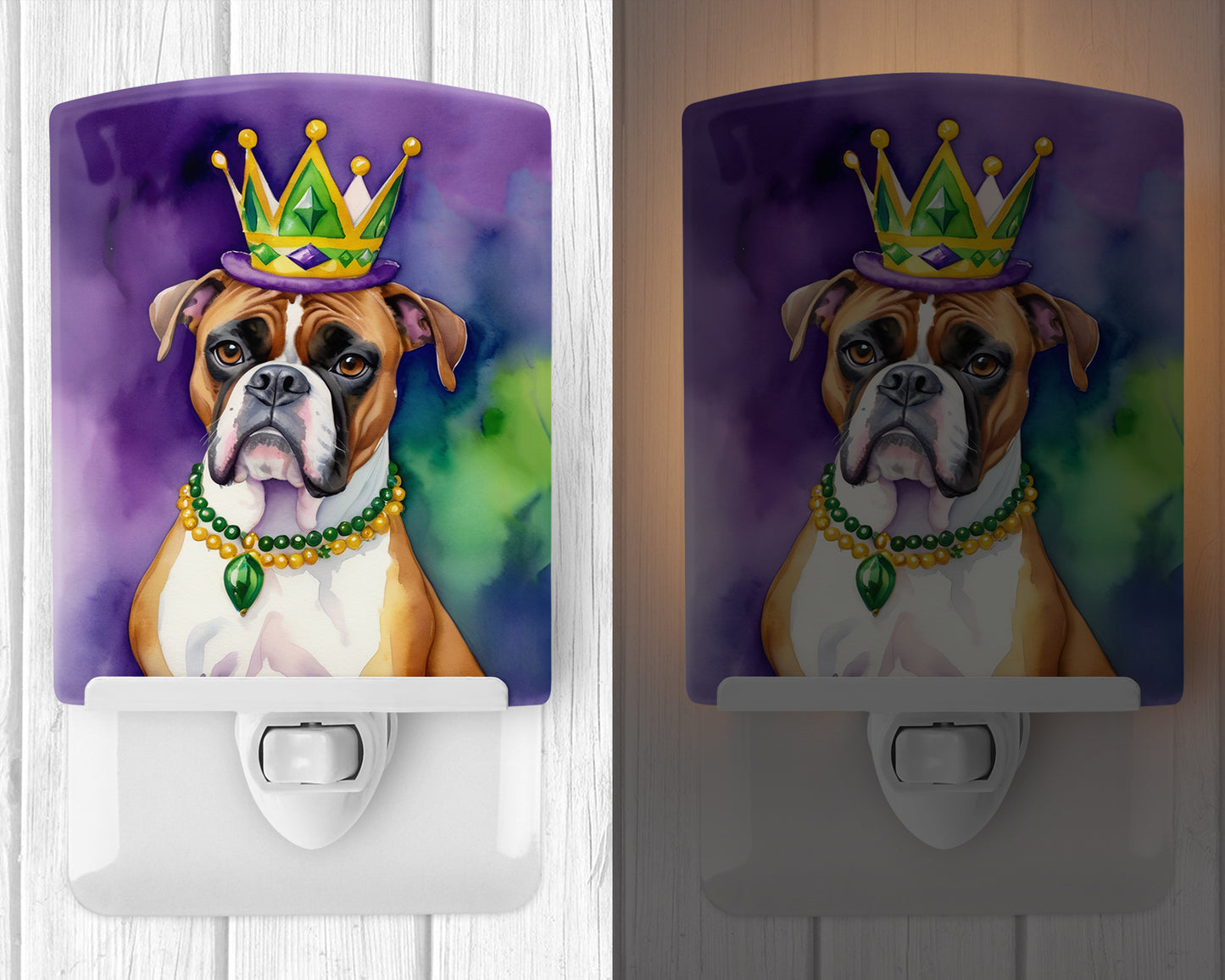 Boxer King of Mardi Gras Ceramic Night Light