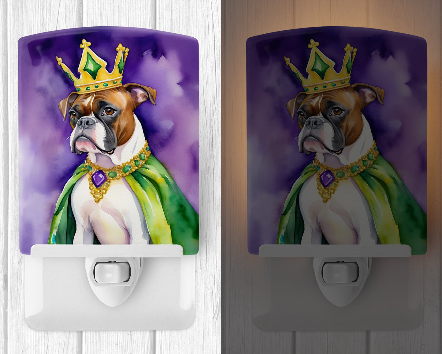 Boxer King of Mardi Gras Ceramic Night Light