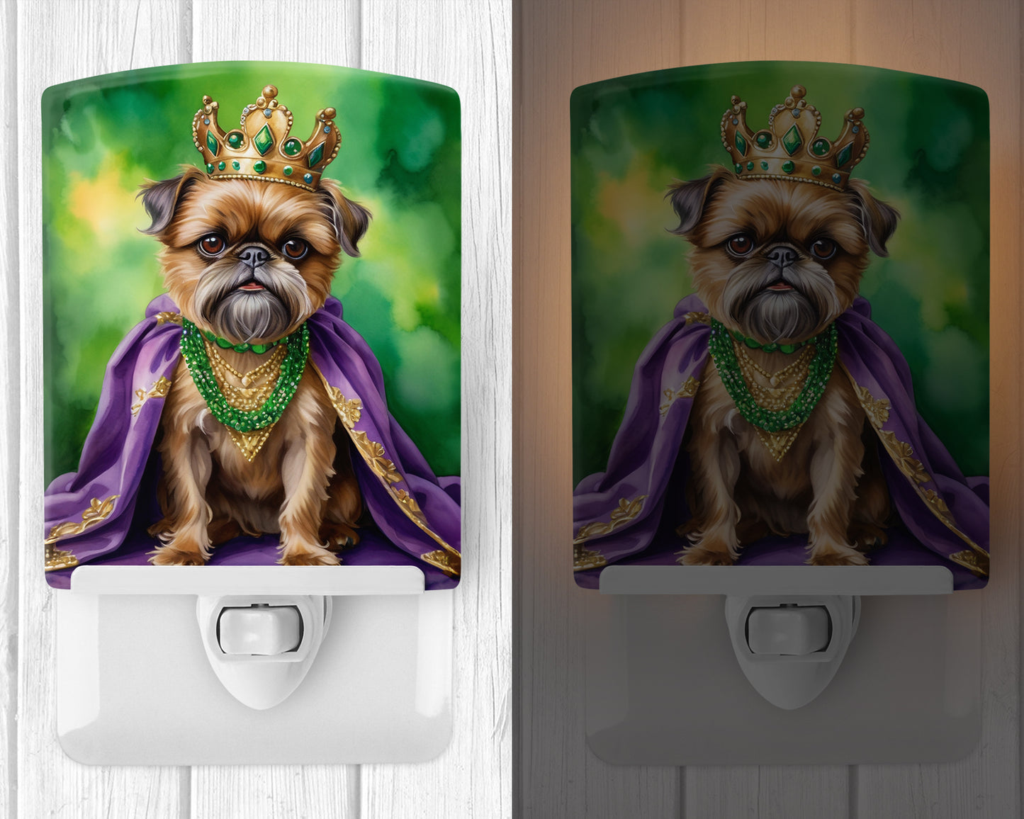 Brussels Griffon King of Mardi Gras Ceramic Night Light