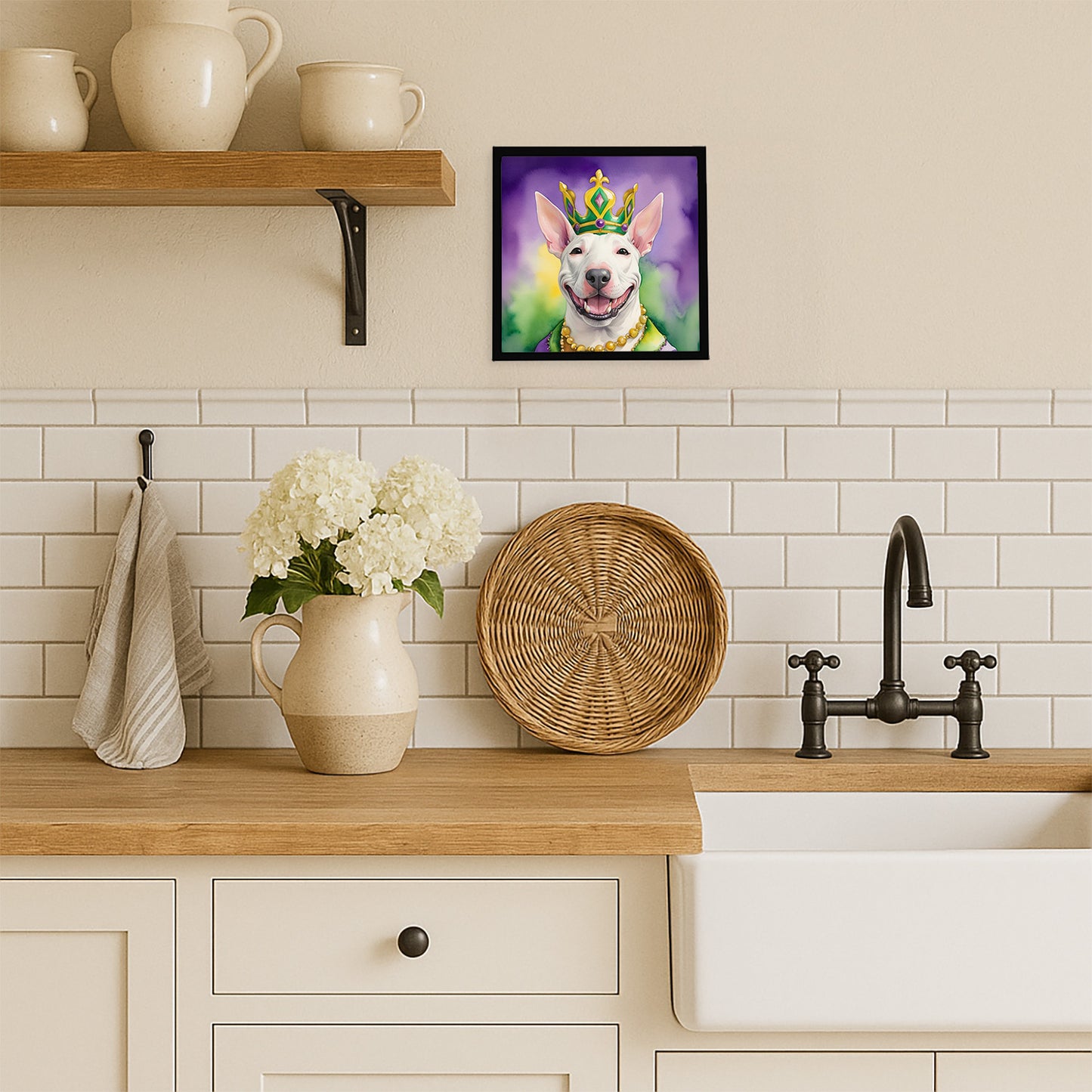 Bull Terrier King of Mardi Gras Framed Metal Print