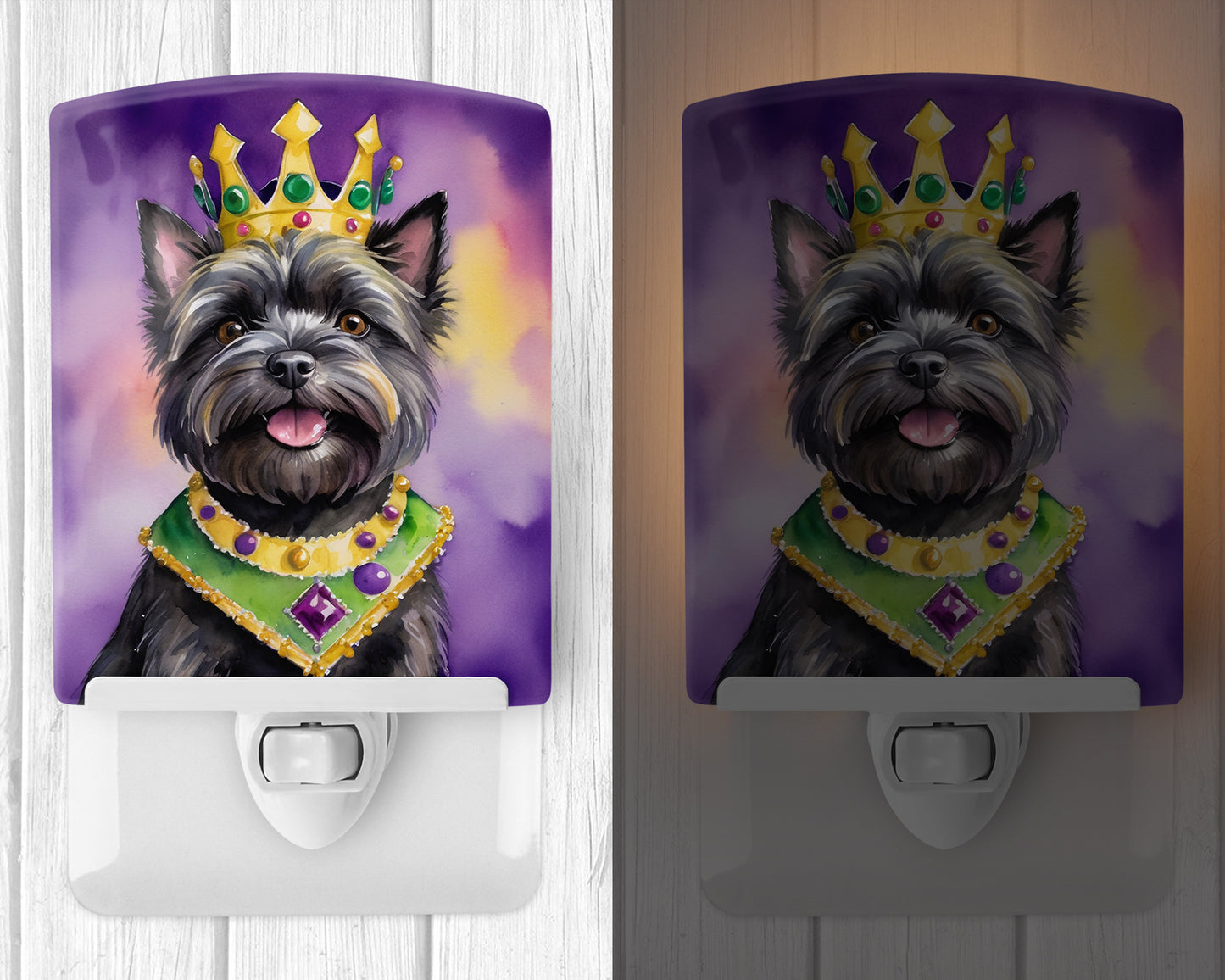 Cairn Terrier King of Mardi Gras Ceramic Night Light