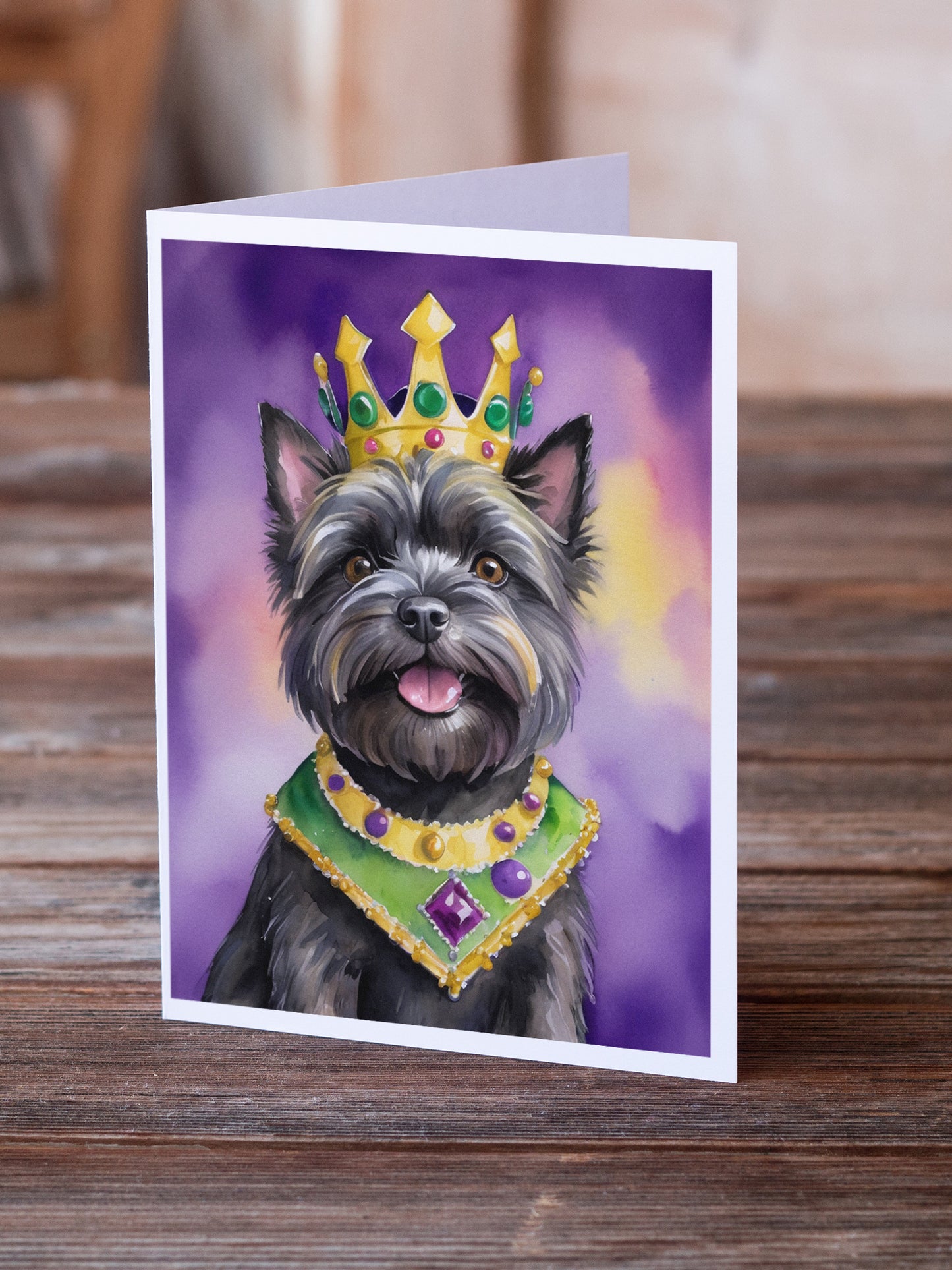 Cairn Terrier King of Mardi Gras Greeting Cards Pack of 8