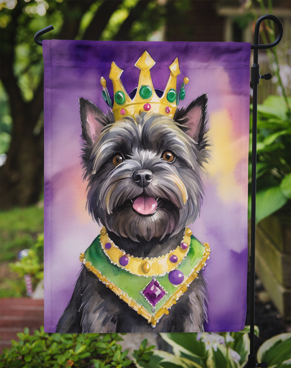 Cairn Terrier King of Mardi Gras Garden Flag