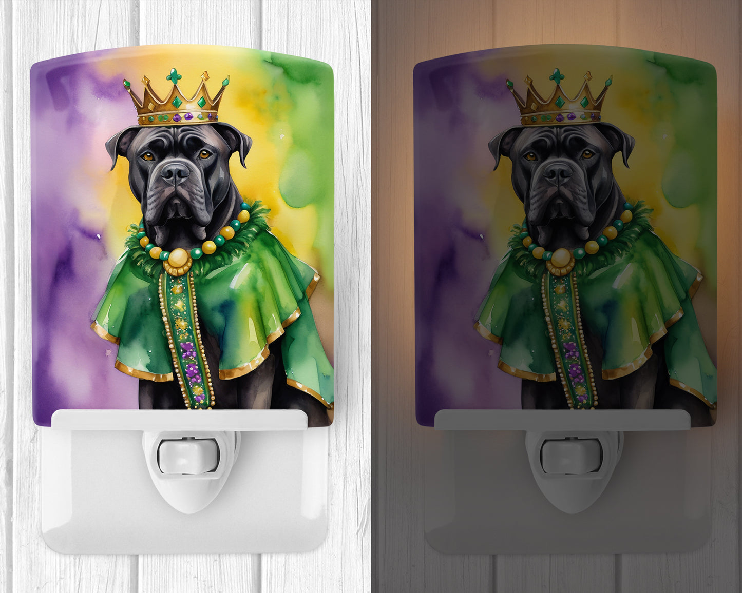 Cane Corso King of Mardi Gras Ceramic Night Light