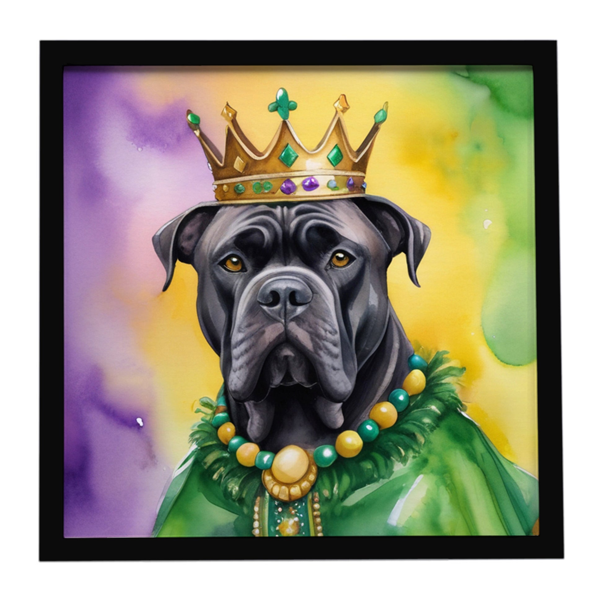 Buy this Cane Corso King of Mardi Gras Framed Metal Print