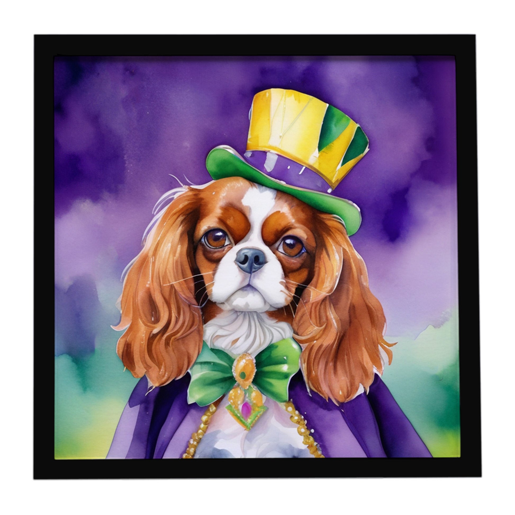 Buy this Cavalier Spaniel King of Mardi Gras Framed Metal Print