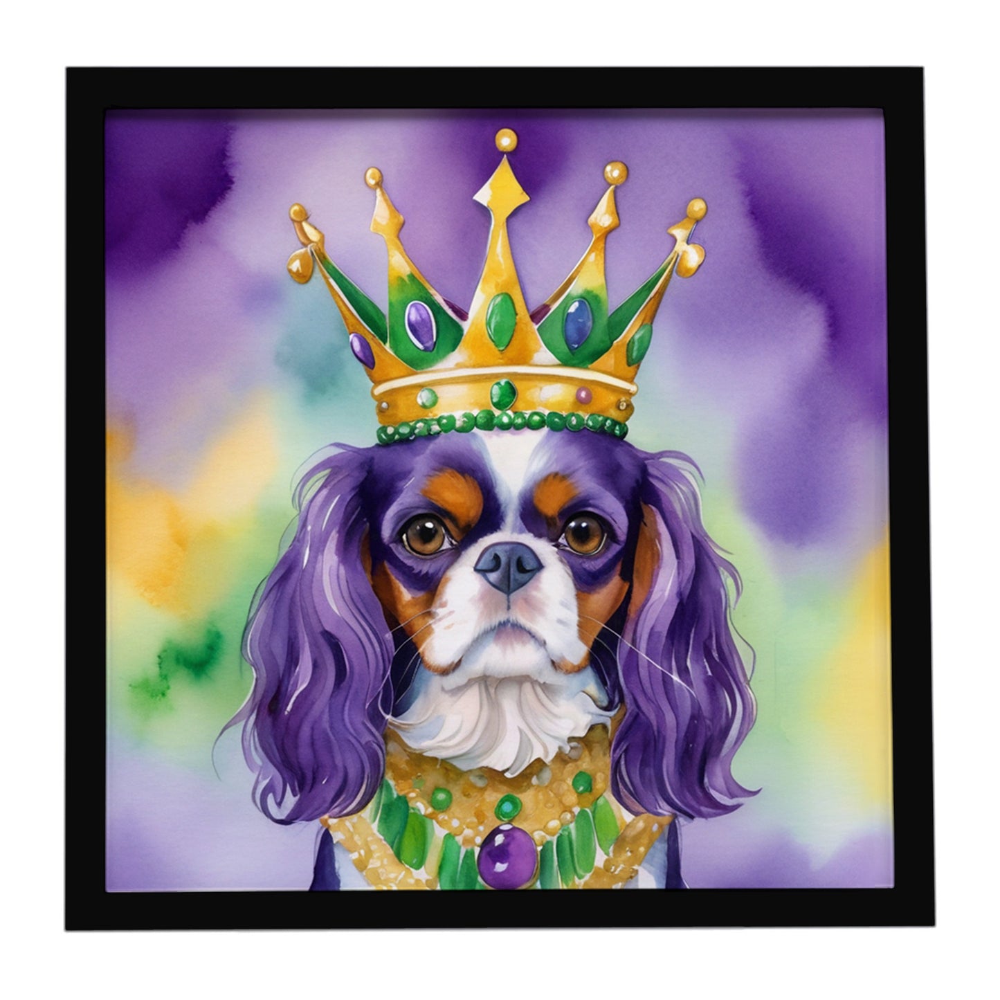 Buy this Cavalier Spaniel King of Mardi Gras Framed Metal Print