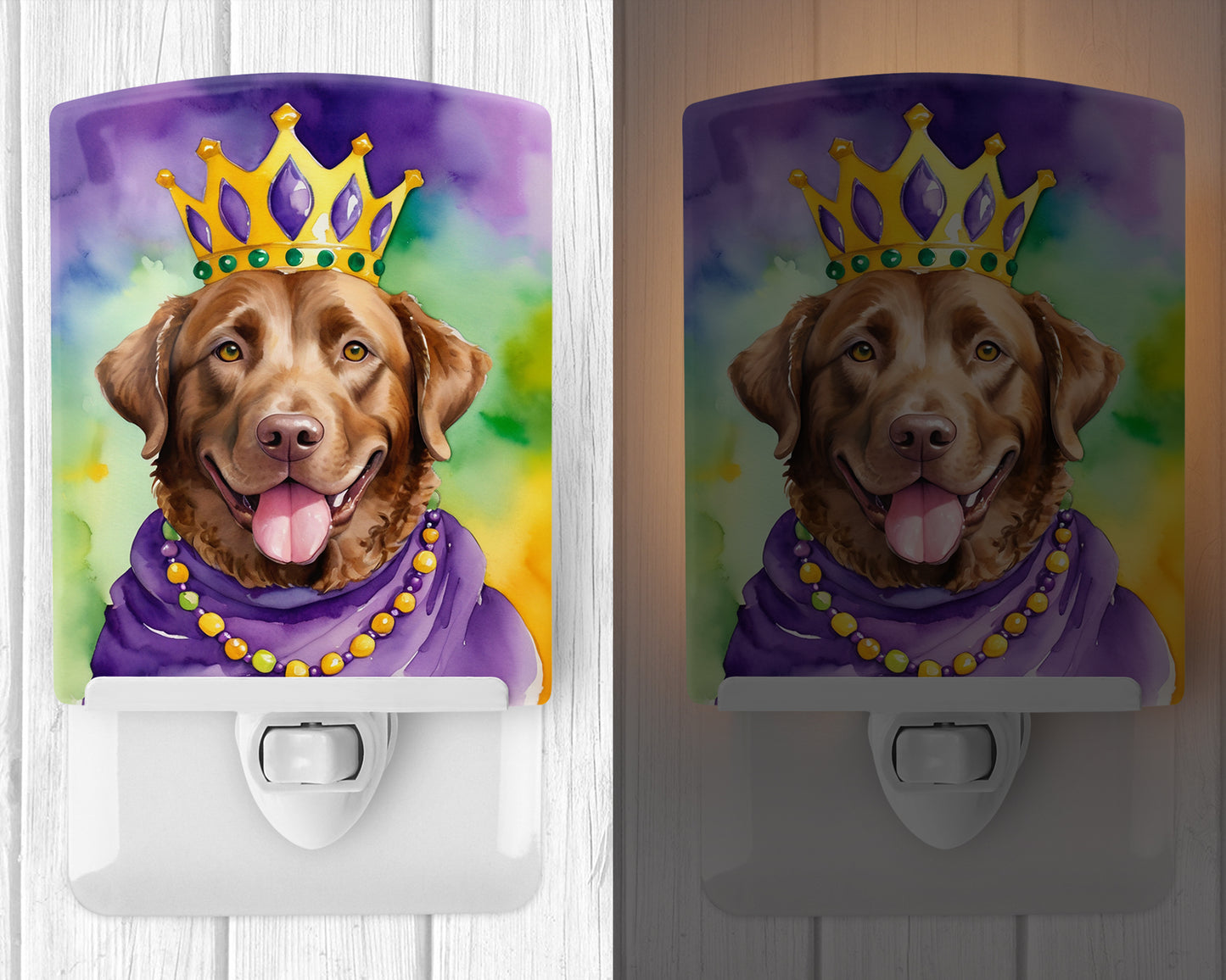 Chesapeake Bay Retriever King of Mardi Gras Ceramic Night Light