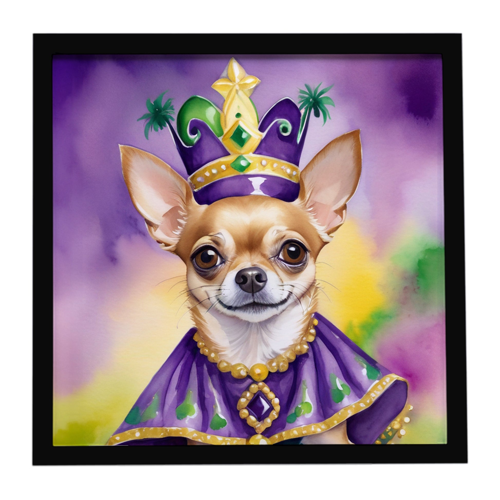 Buy this Chihuahua King of Mardi Gras Framed Metal Print
