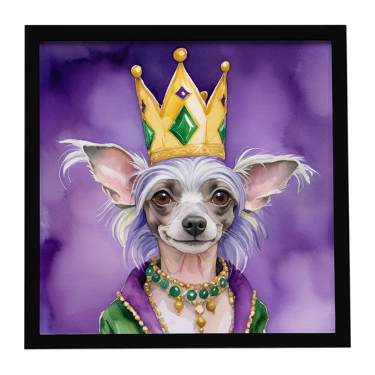 Buy this Chinese Crested King of Mardi Gras Framed Metal Print