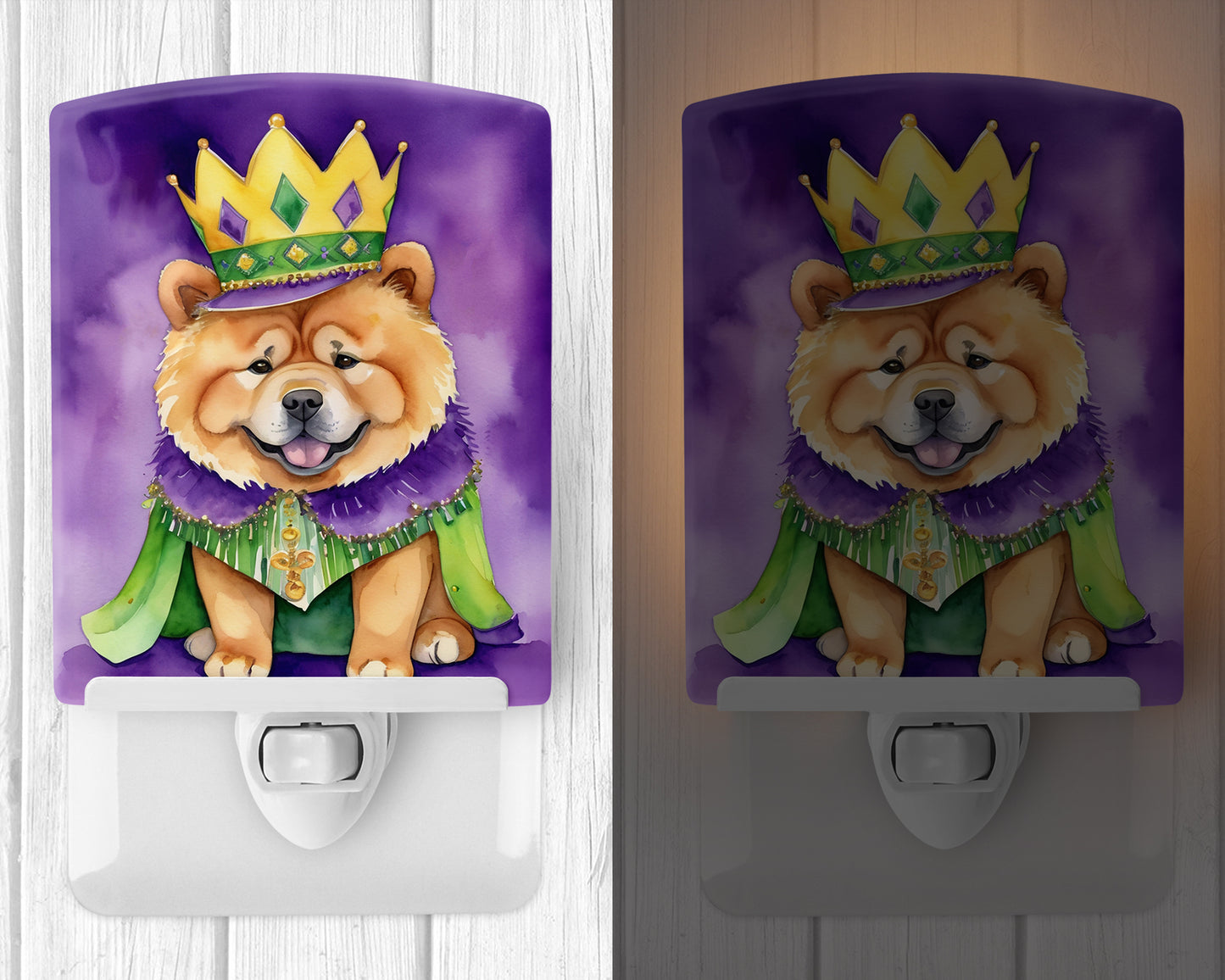 Chow Chow King of Mardi Gras Ceramic Night Light