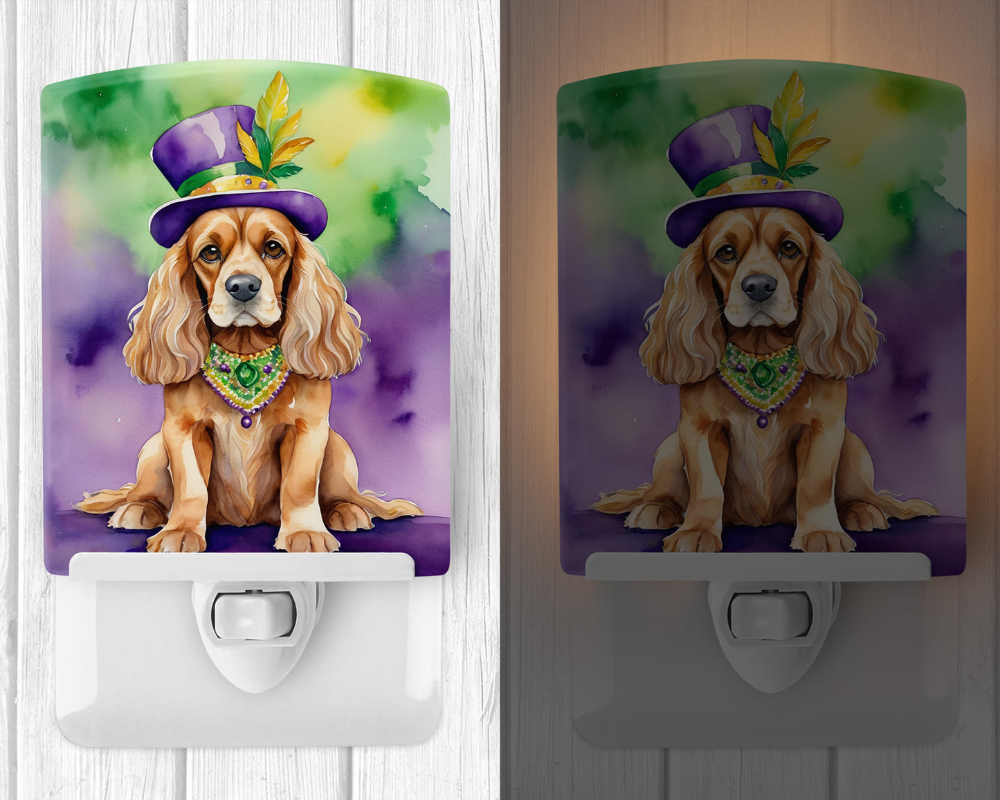 Cocker Spaniel King of Mardi Gras Ceramic Night Light