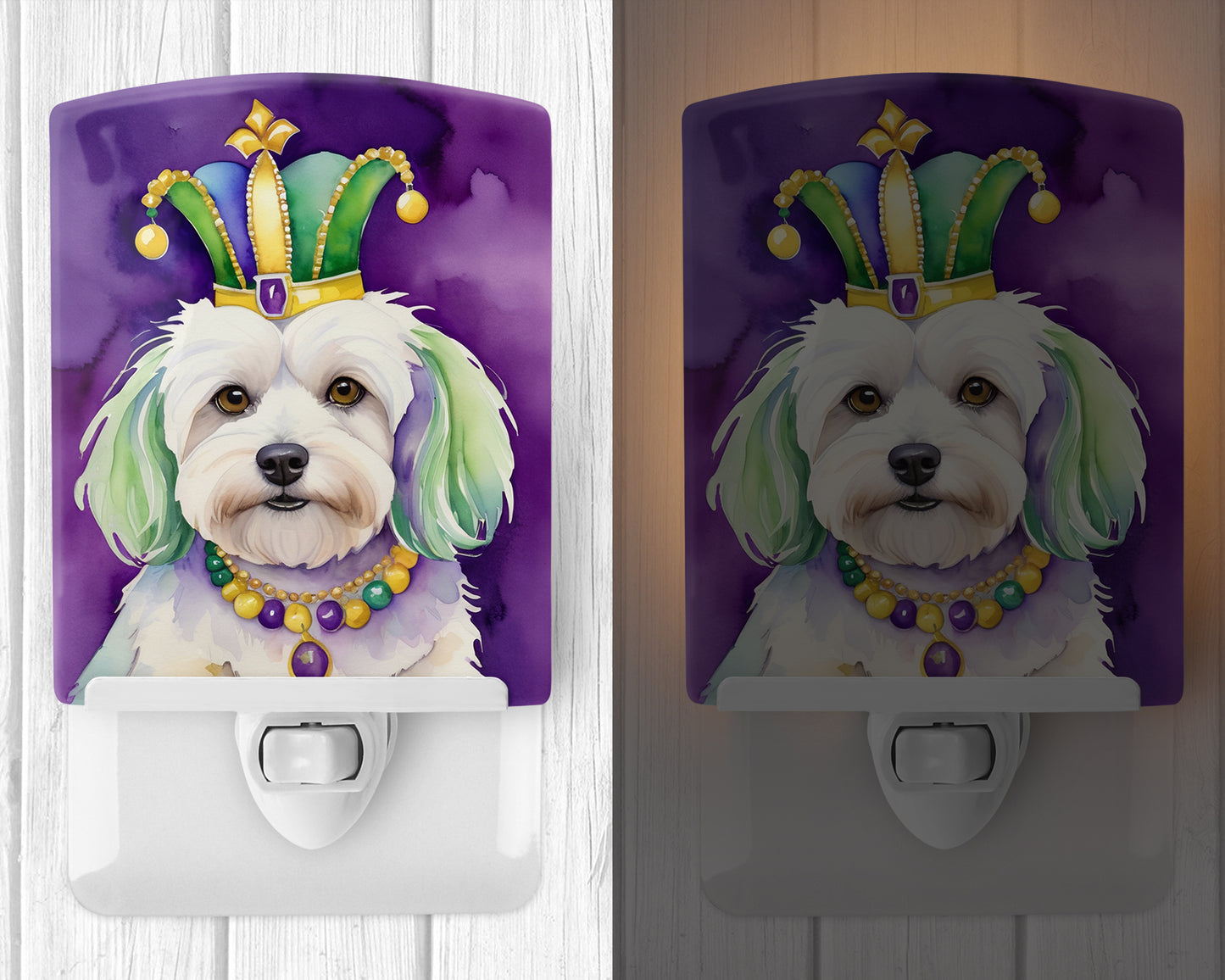 Coton de Tulear King of Mardi Gras Ceramic Night Light